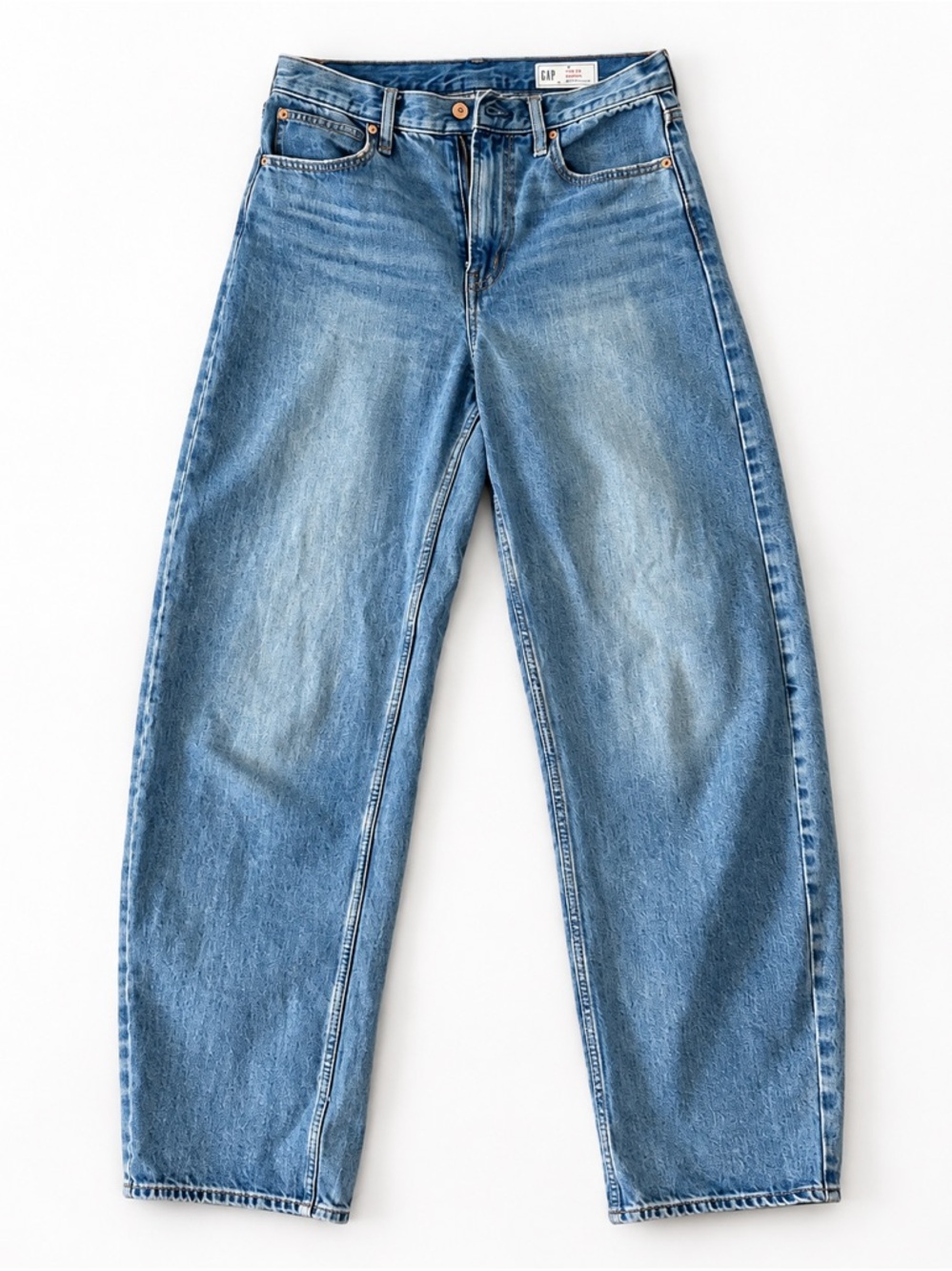 GAP High Rise Barrel Jeans Size 28 / 6 Tall Long Medium Wash